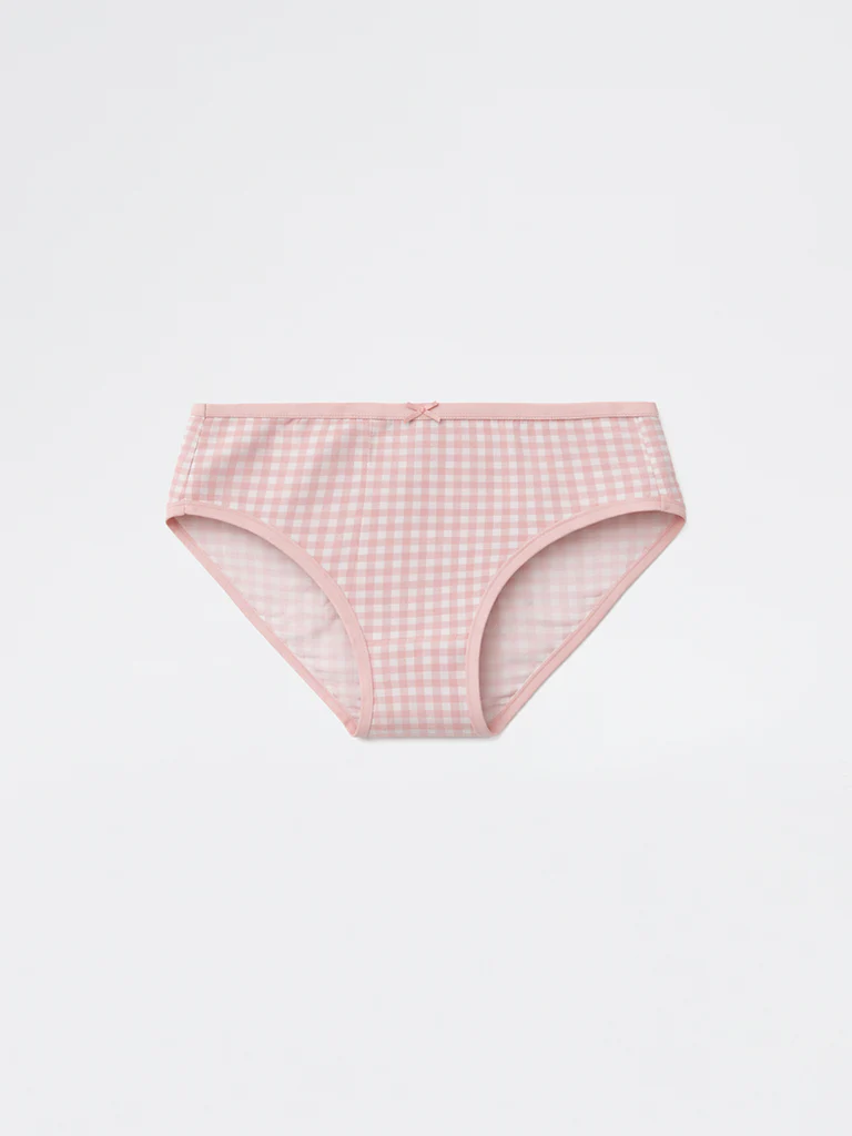 Wunderlove Mauve Checkered Printed Cotton-Blend Hi-Leg Briefs - Pack of 3 - Image 6
