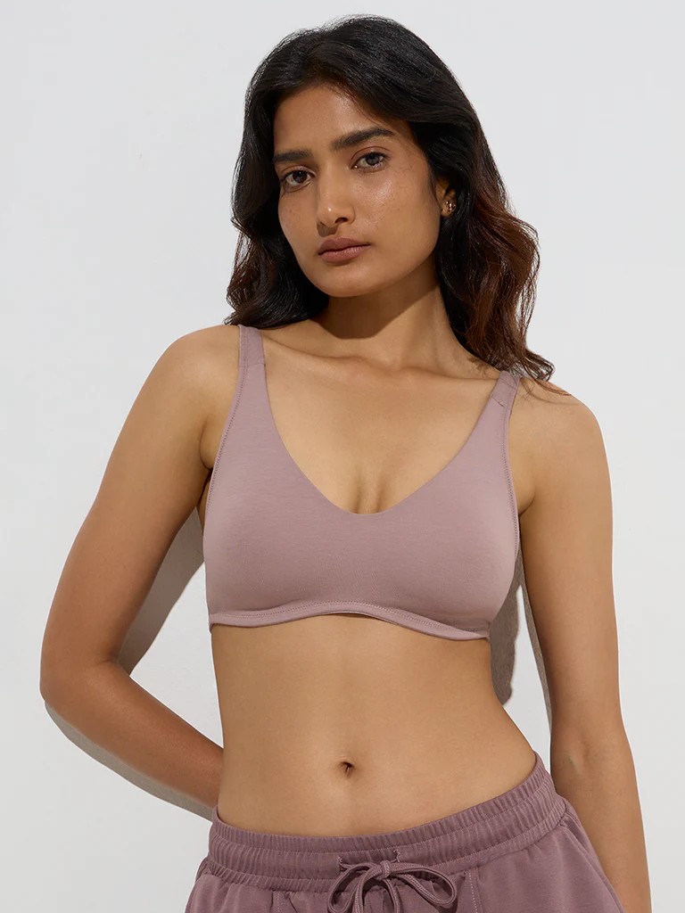 Wunderlove Mauve Cotton-Blend Bra - Image 2