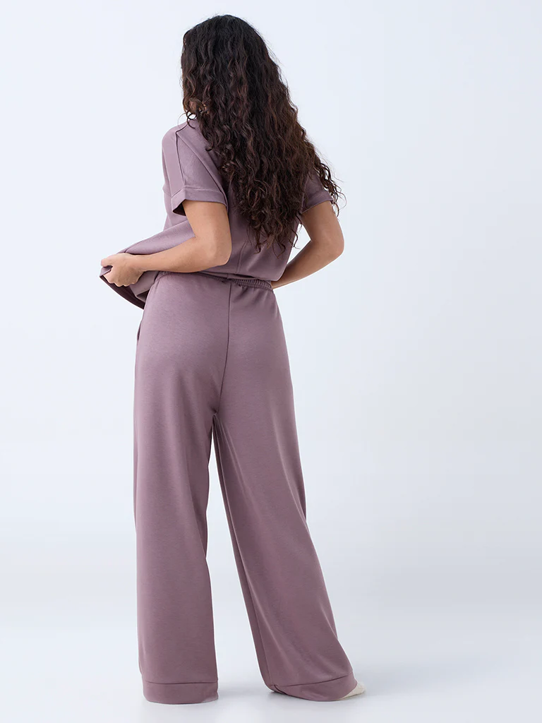 Wunderlove Mauve Solid High-Rise Pants - Image 4