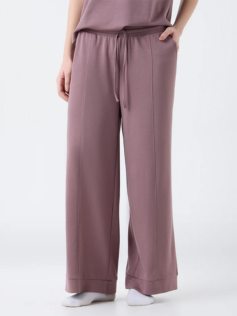 Wunderlove Mauve Solid High-Rise Pants - Image 2