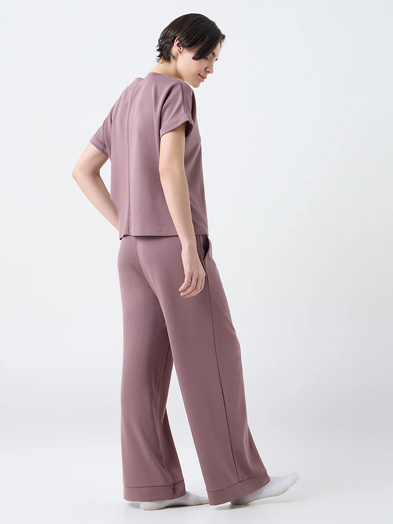 Wunderlove Mauve Solid High-Rise Pants - Image 4