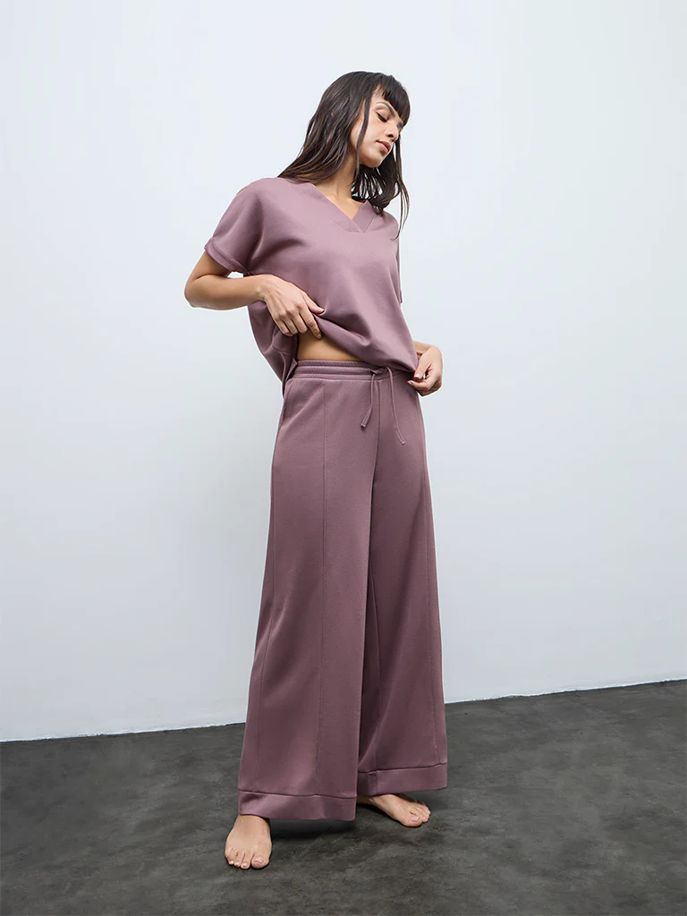 Wunderlove Mauve Solid High-Rise Pants