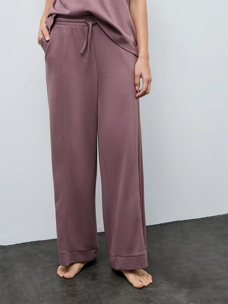 Wunderlove Mauve Solid High-Rise Pants - Image 2
