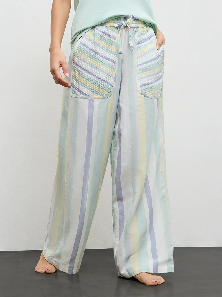 Wunderlove Multicolor Striped High-Rise Pyjamas - Image 2