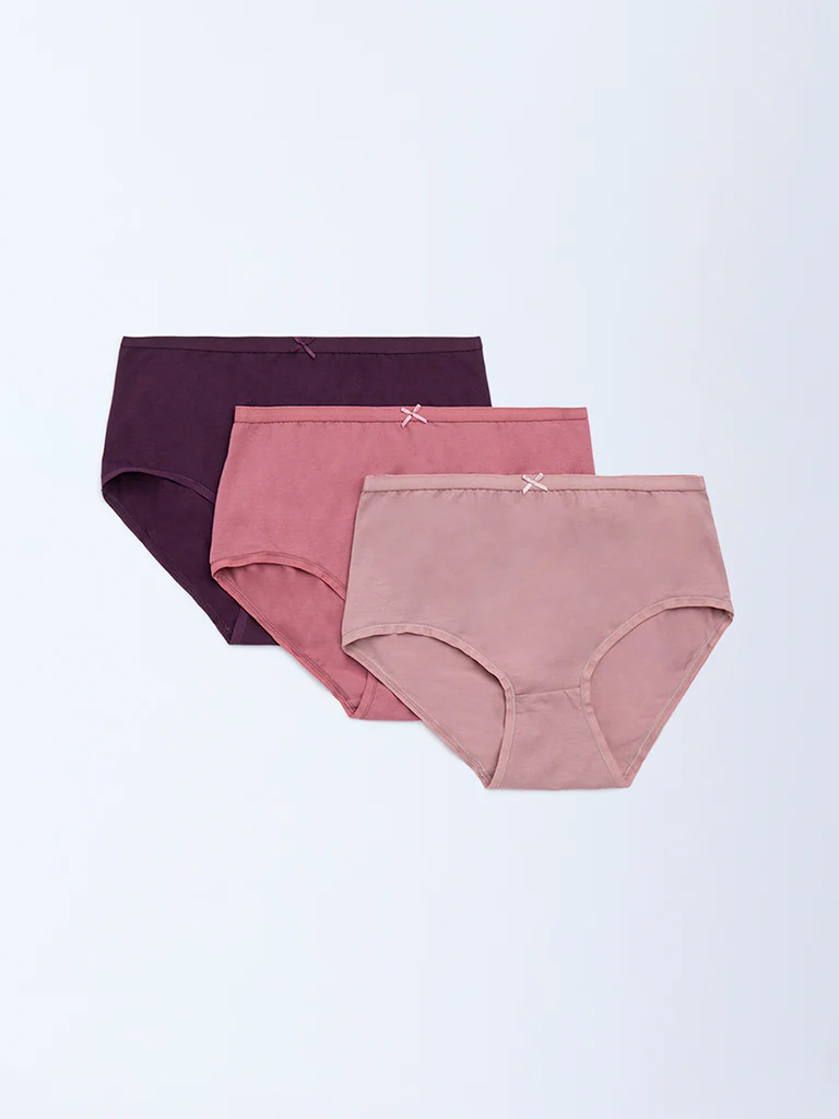 Wunderlove Multicolour Cotton-Blend Briefs - Pack of 3