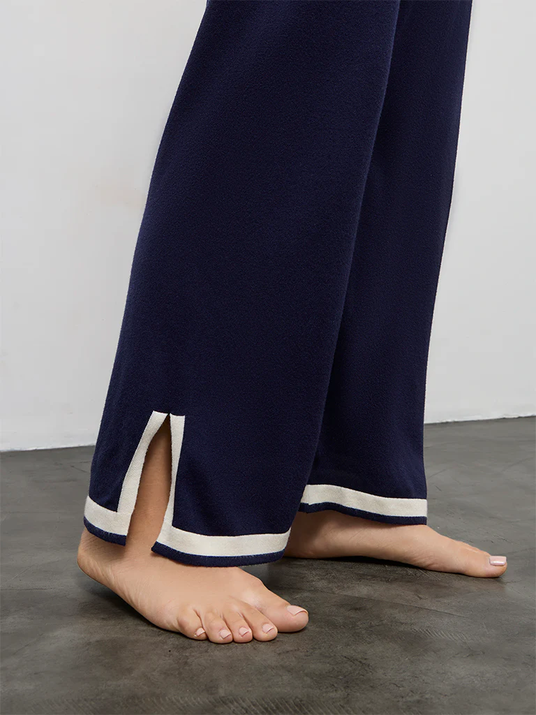 Wunderlove Navy Contrast Detailed High-Rise Pants - Image 3