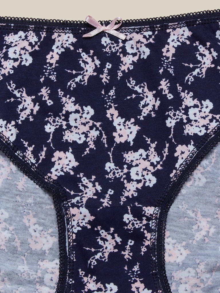 Wunderlove Navy Cotton Bikini Briefs - Pack of 4 - Image 5