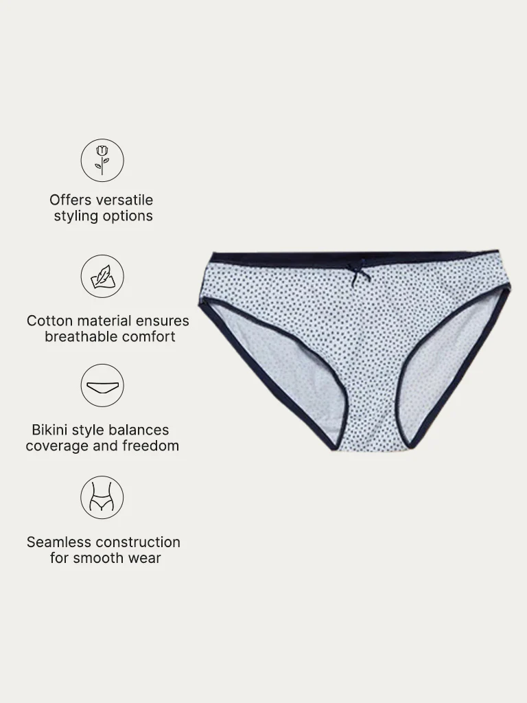 Wunderlove Navy Cotton Bikini Briefs - Pack of 4 - Image 6