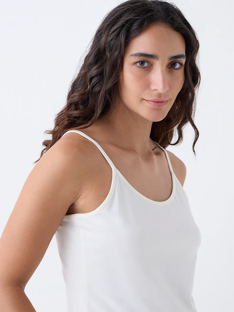 Wunderlove Off-White Cotton-Blend Camisole - Pack of 2 - Image 4