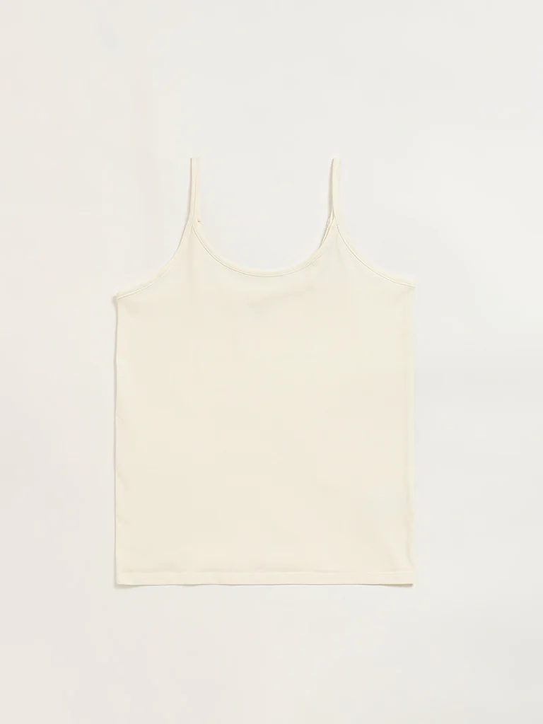 Wunderlove Off-White Cotton-Blend Camisoles - Pack of 2 - Image 7