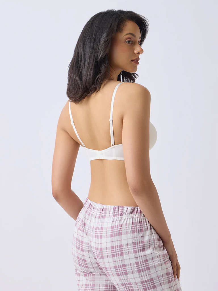 Wunderlove Off-White Textured Padded Bra - Image 4