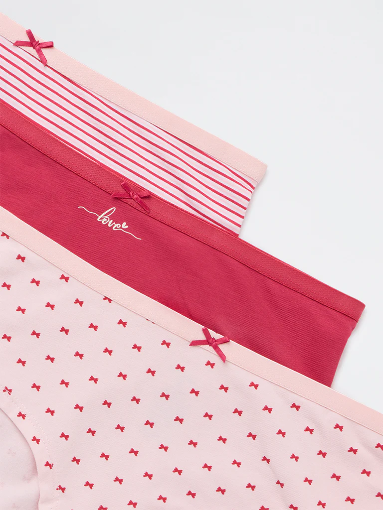 Wunderlove Pink Low-Rise Cotton-Blend Briefs - Pack of 3 - Image 6
