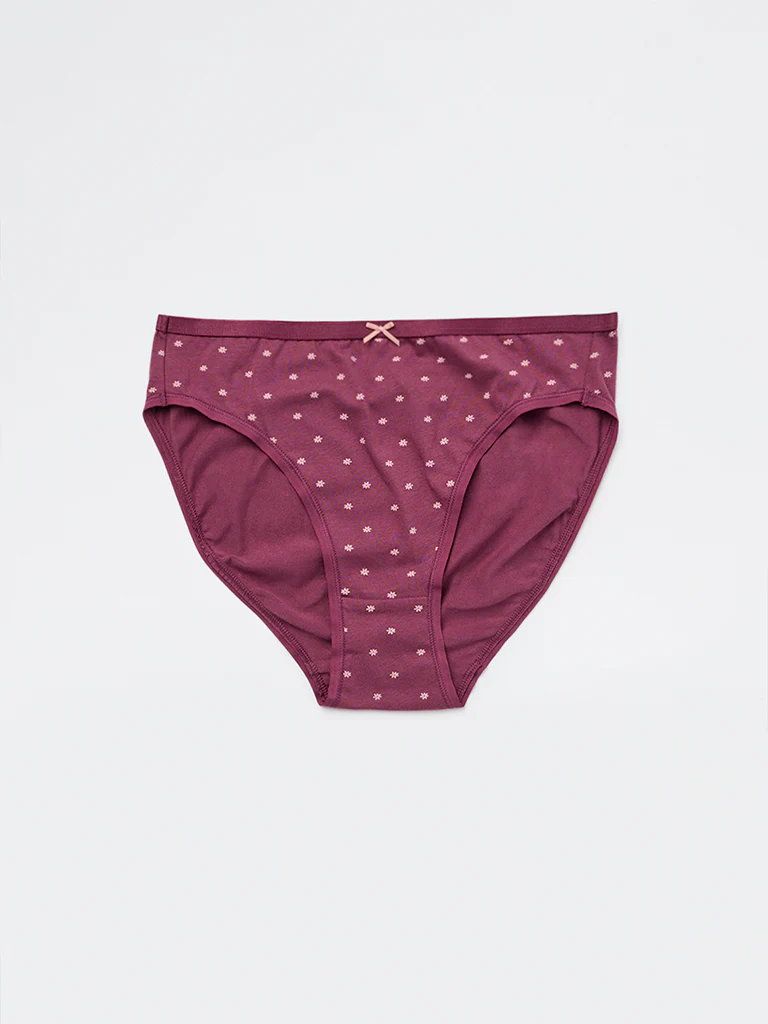 Wunderlove Pink Printed Cotton-Blend Hi-Leg Briefs - Pack of 3 - Image 4