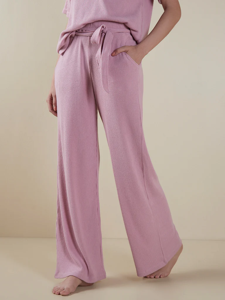 Wunderlove Pink Ribbed Track Pants - Image 3
