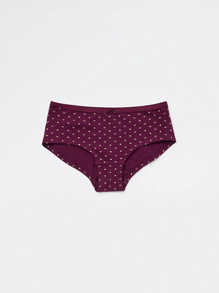 Wunderlove Plum Cotton-Blend Hi-Leg Briefs - Pack of 4 - Image 7