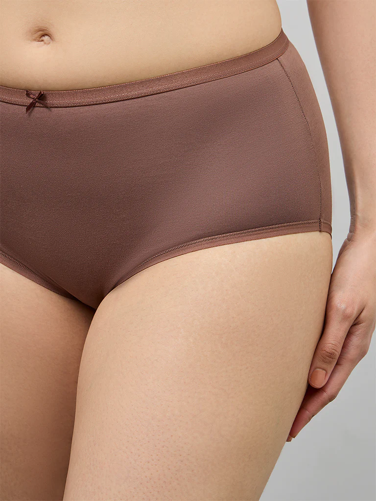 Wunderlove Plum Cotton-Blend Hi-Rise Briefs - Pack of 3 - Image 4