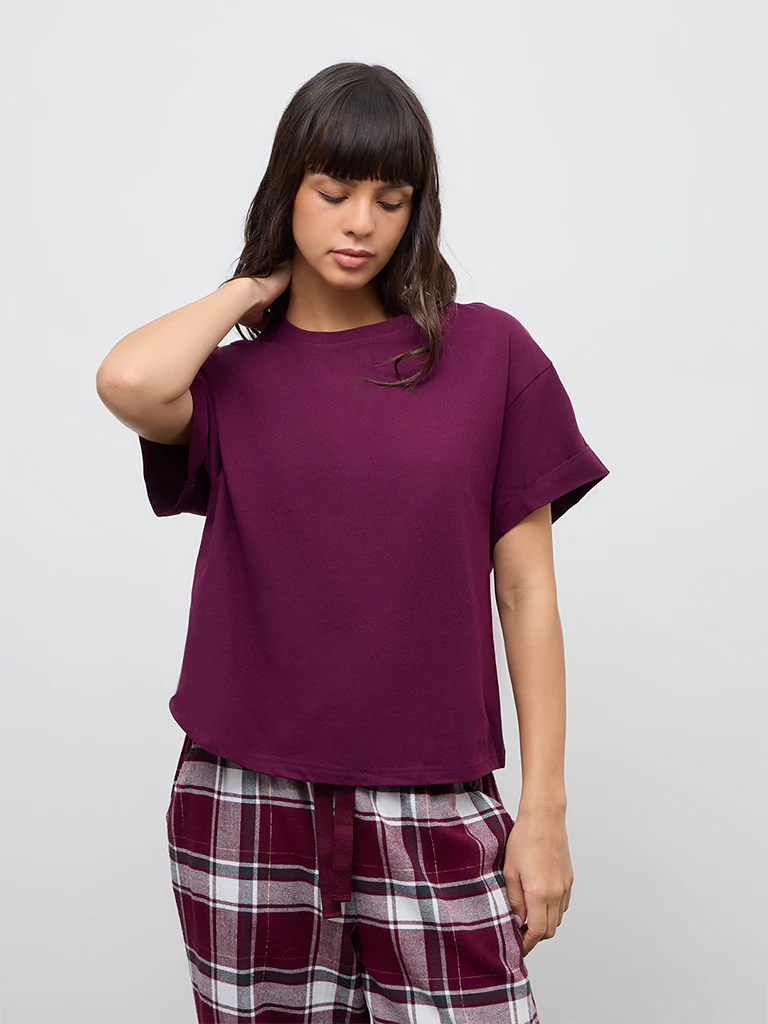 Wunderlove Plum Cotton T-Shirt