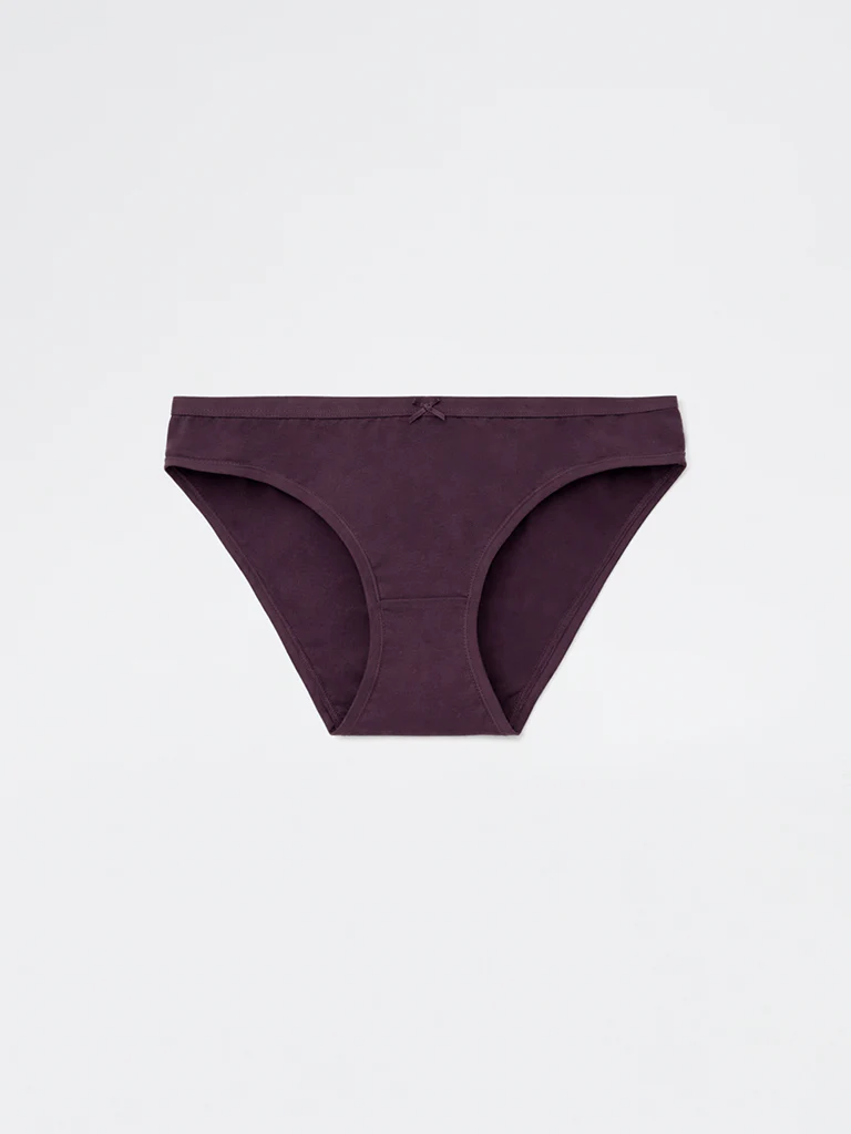 Wunderlove Purple Cotton-Blend Bikini Briefs - Pack of 3 - Image 3