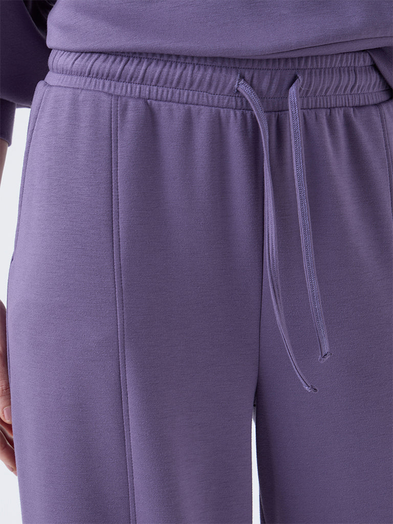 Wunderlove Purple Solid High-Rise Pants - Image 3