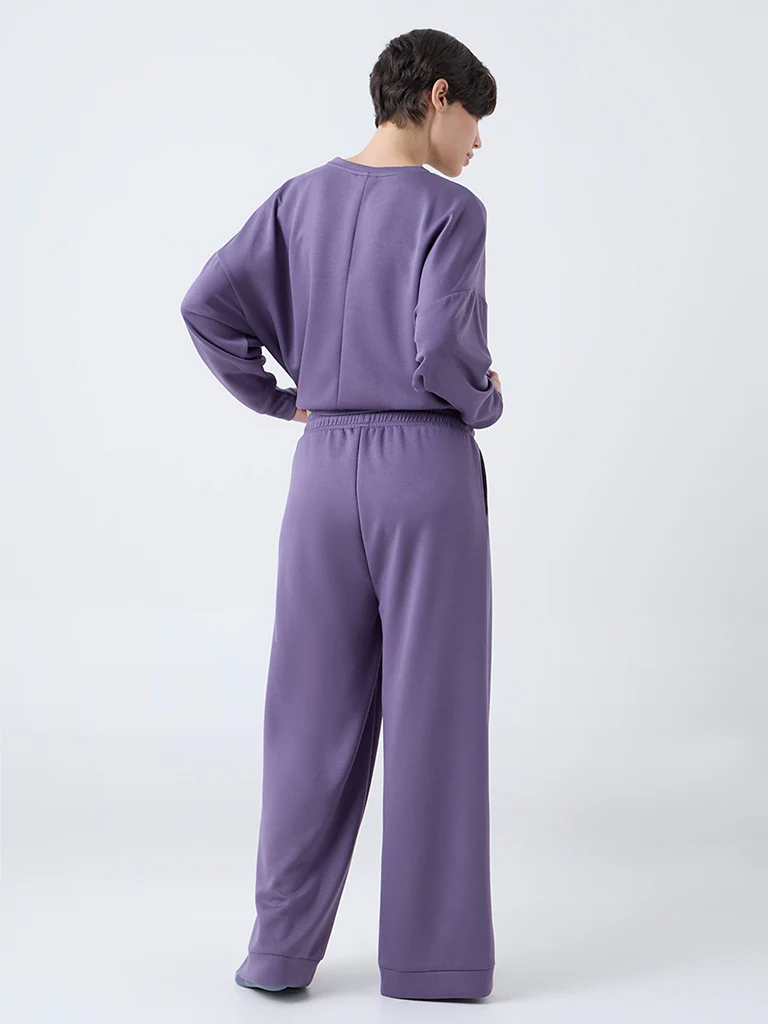 Wunderlove Purple Solid High-Rise Pants - Image 4