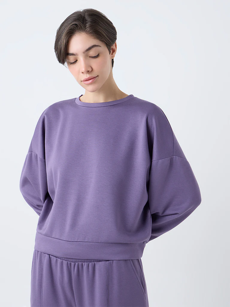 Wunderlove Purple Solid Sweatshirt - Image 2