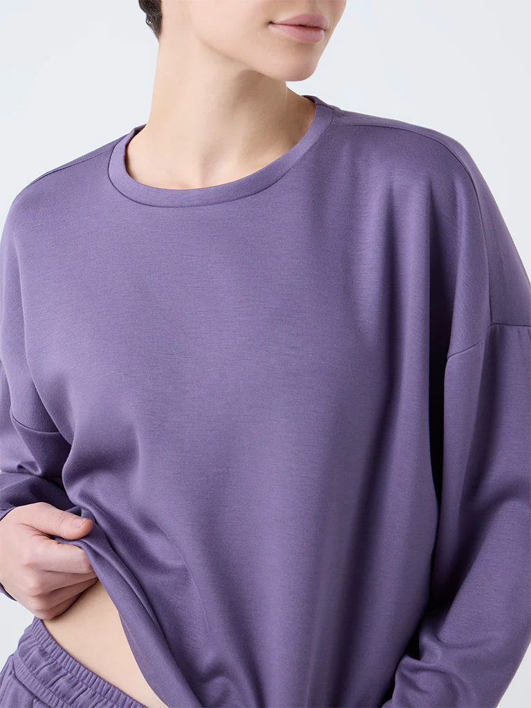 Wunderlove Purple Solid Sweatshirt - Image 3