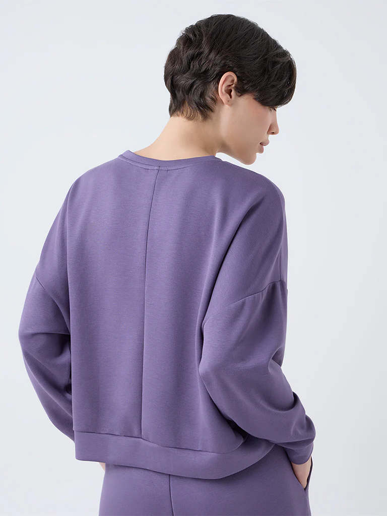 Wunderlove Purple Solid Sweatshirt - Image 4