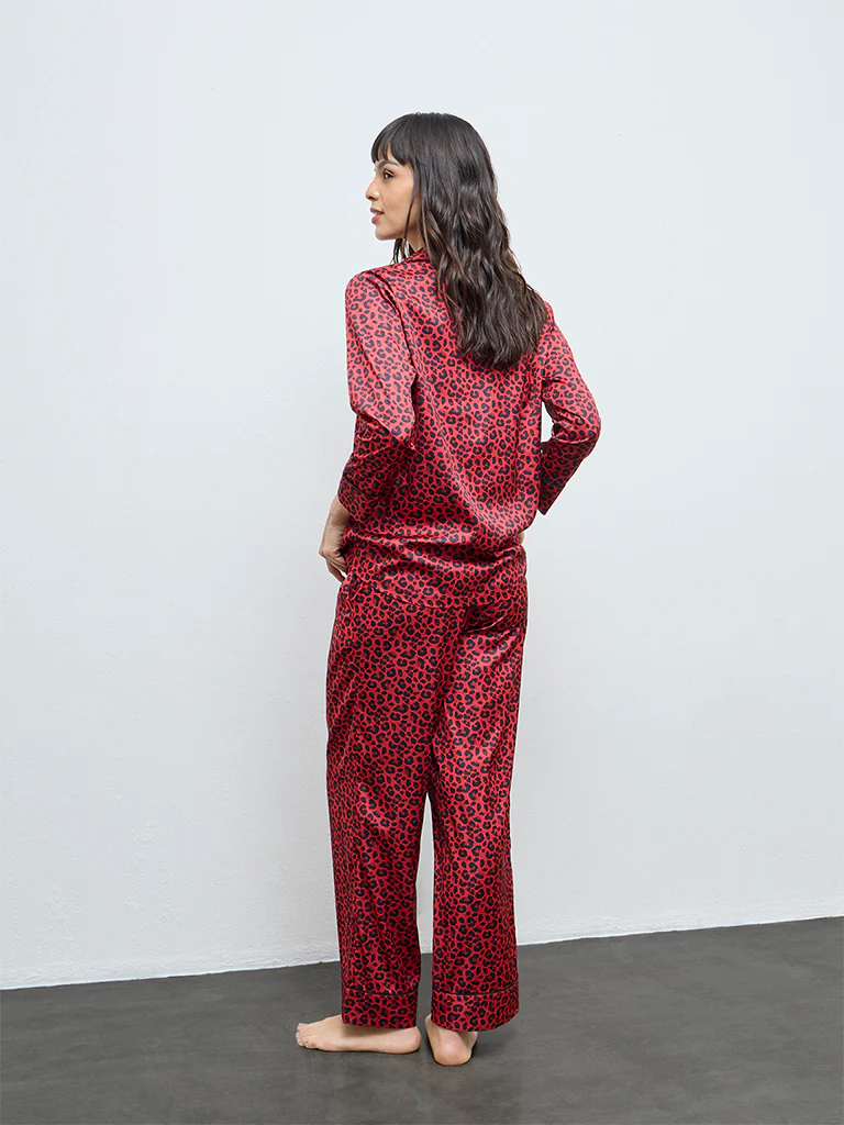 Wunderlove Red Animal Printed Shirt and Pyjamas Set - Image 4