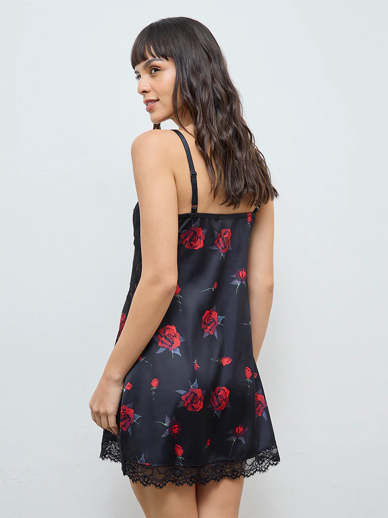 Wunderlove Red Floral Slip Dress - Image 4