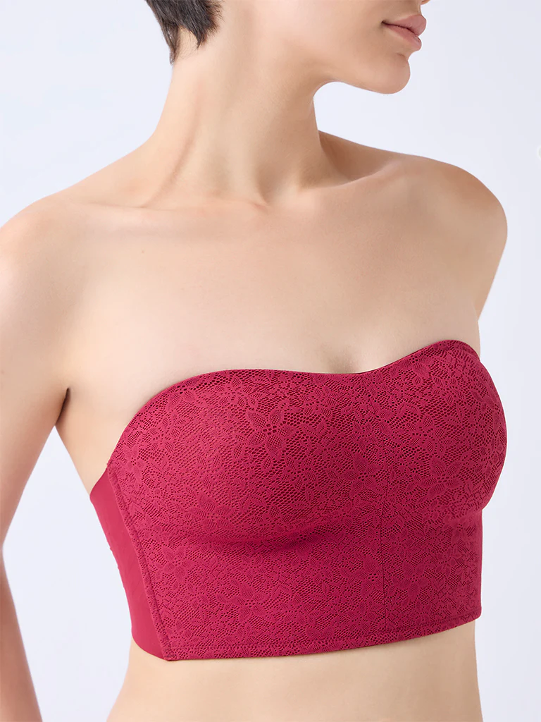 Wunderlove Red Lace Invisible Super grip Padded Bra - Image 3