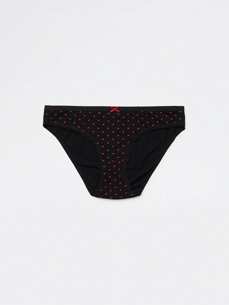 Wunderlove Red Printed Cotton-Blend Bikini Briefs - Pack of 3 - Image 2