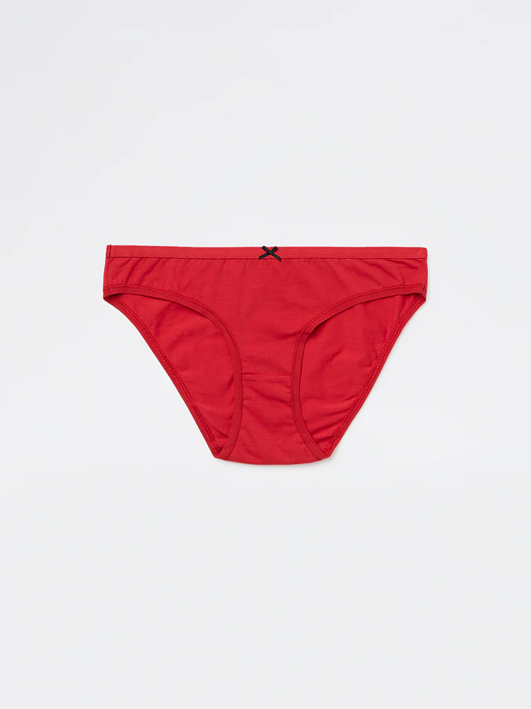 Wunderlove Red Printed Cotton-Blend Bikini Briefs - Pack of 3 - Image 3