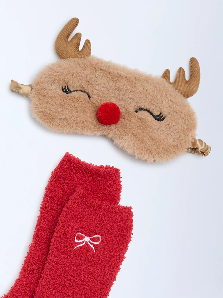Wunderlove Red Socks and Eye Mask Set - Image 3