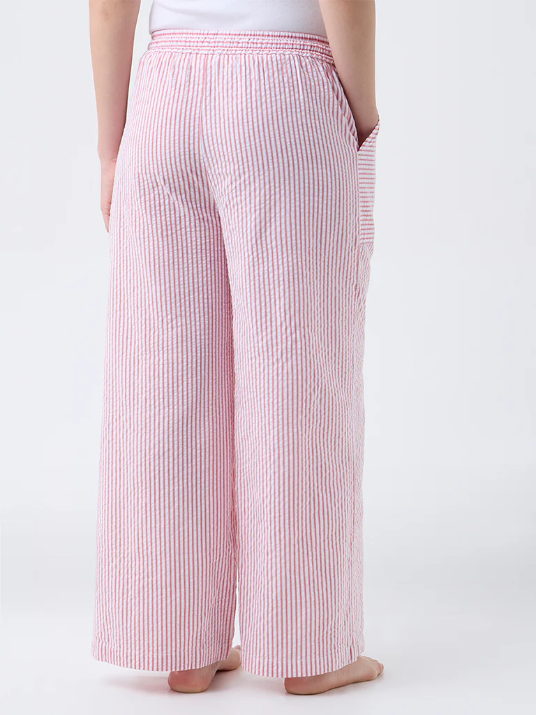 Wunderlove Red Striped High-Rise Cotton Pants - Image 4
