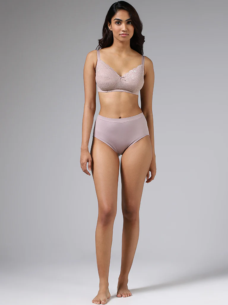 Wunderlove Solid Light Grey Seamless Full Briefs