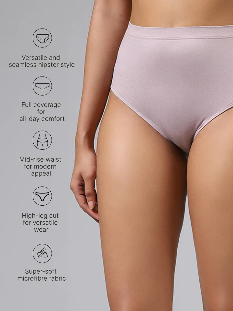 Wunderlove Solid Light Grey Seamless Full Briefs - Image 4
