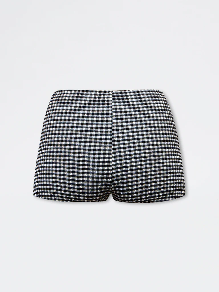 Wunderlove Swimwear Black Gingham Checkered High-Waist Briefs - Image 5