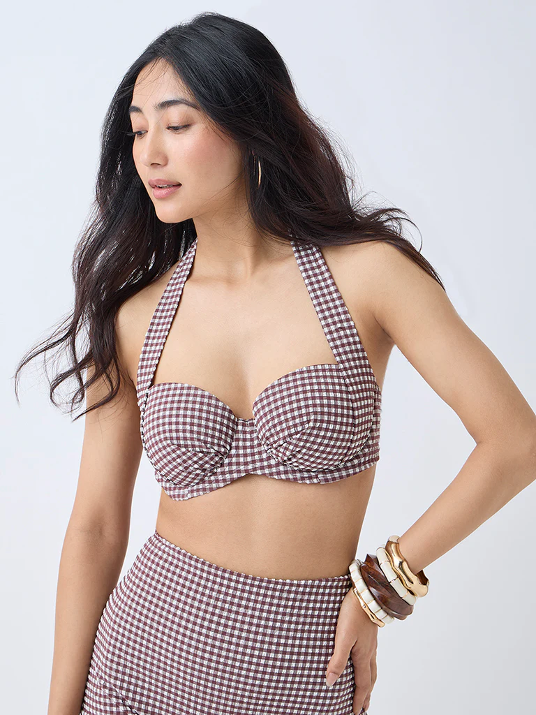 Wunderlove Swimwear Brown Balconette Underwired Bra - Image 2