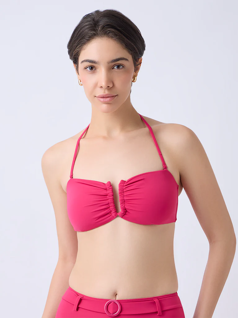 Wunderlove Swimwear Fuchsia Padded Bandeau Bra - Image 2