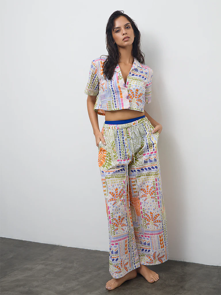 Wunderlove Swimwear Multicolor Printed Cotton Shirt - Image 2