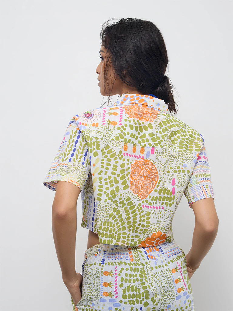 Wunderlove Swimwear Multicolor Printed Cotton Shirt - Image 4