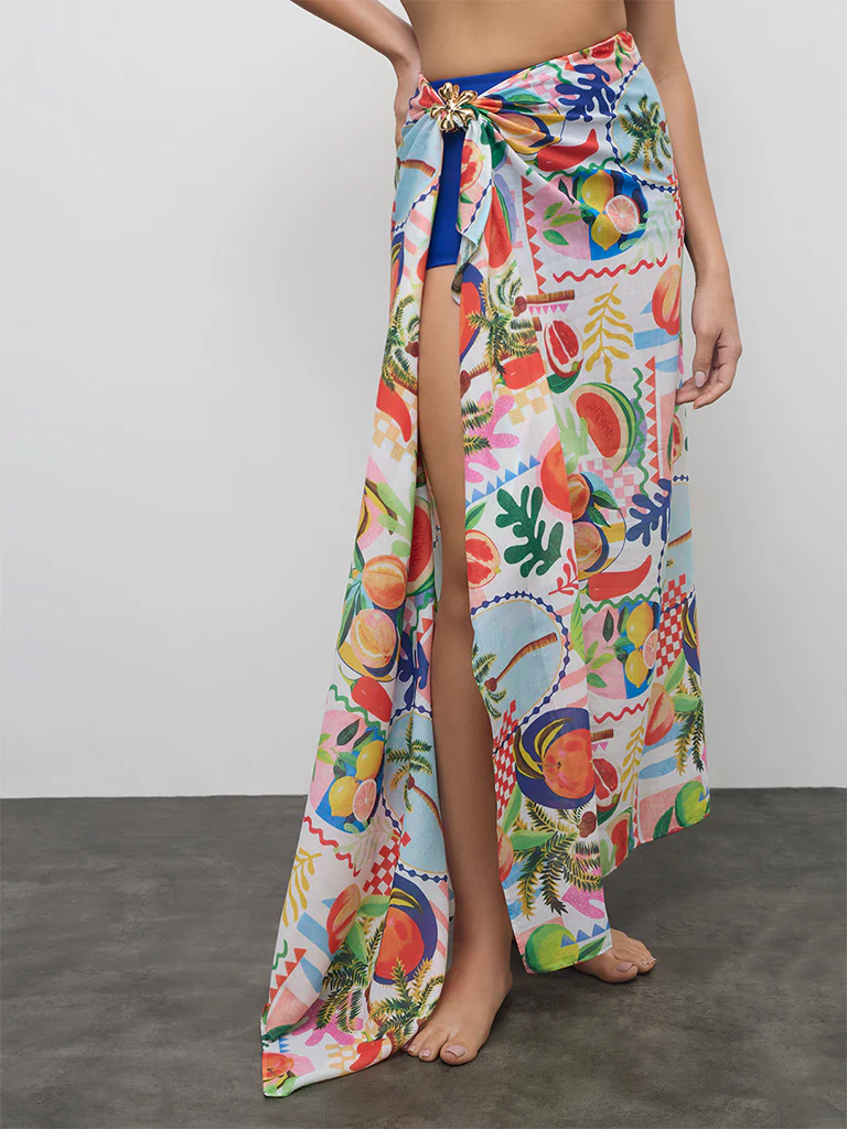Wunderlove Swimwear Multicolor Printed Sarong In A Bag - Image 2