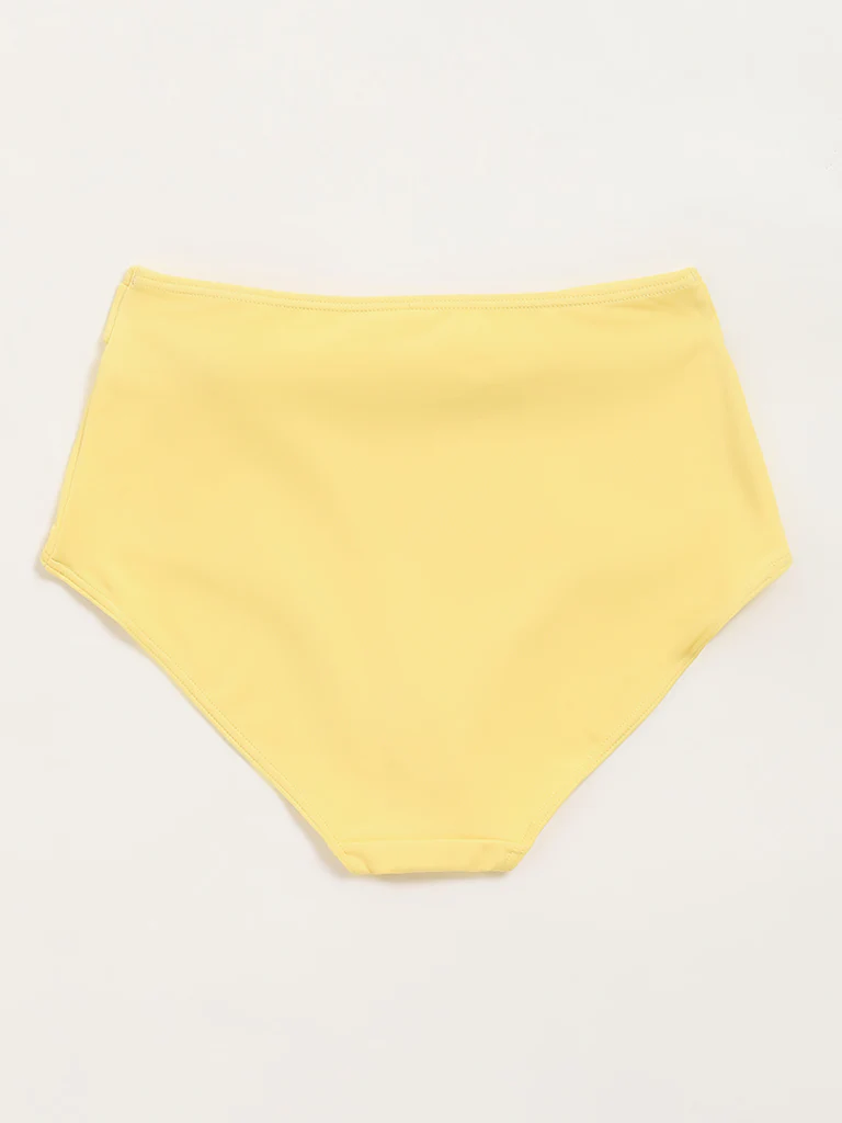 Wunderlove Swimwear Yellow High-Waist Belted Briefs - Image 7