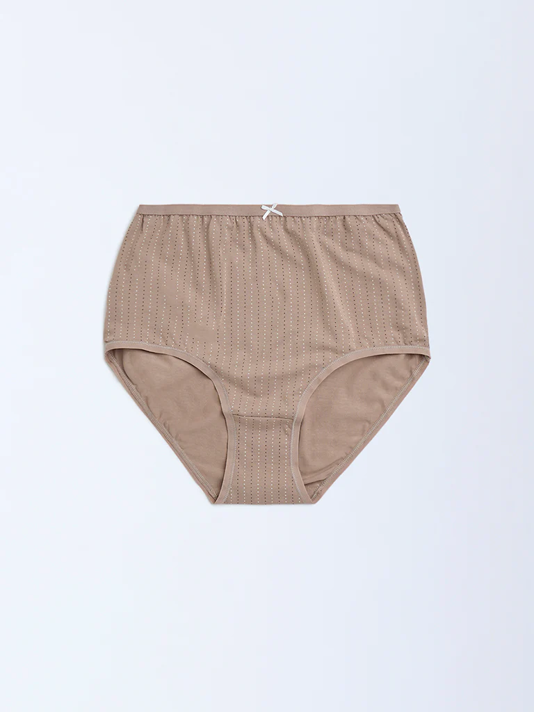 Wunderlove Taupe Cotton-Blend Full Briefs - Pack of 3 - Image 3
