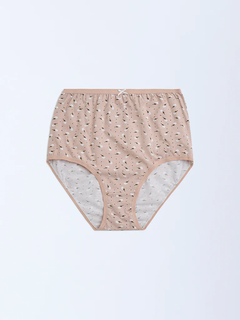 Wunderlove Taupe Cotton-Blend Full Briefs - Pack of 3 - Image 4