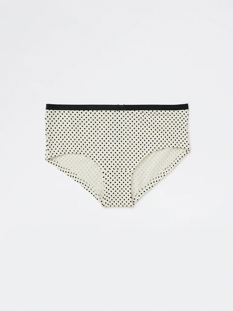 Wunderlove White Polka Dot Cotton-Blend Low-Rise Briefs - Pack of 3 - Image 6