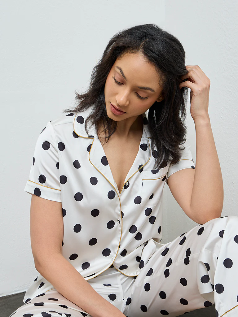 Wunderlove White Polka-Dots Shirt and Pyjamas Set - Image 3