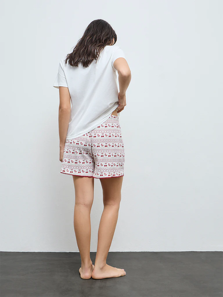 Wunderlove White Printed High-Rise Shorts - Image 4