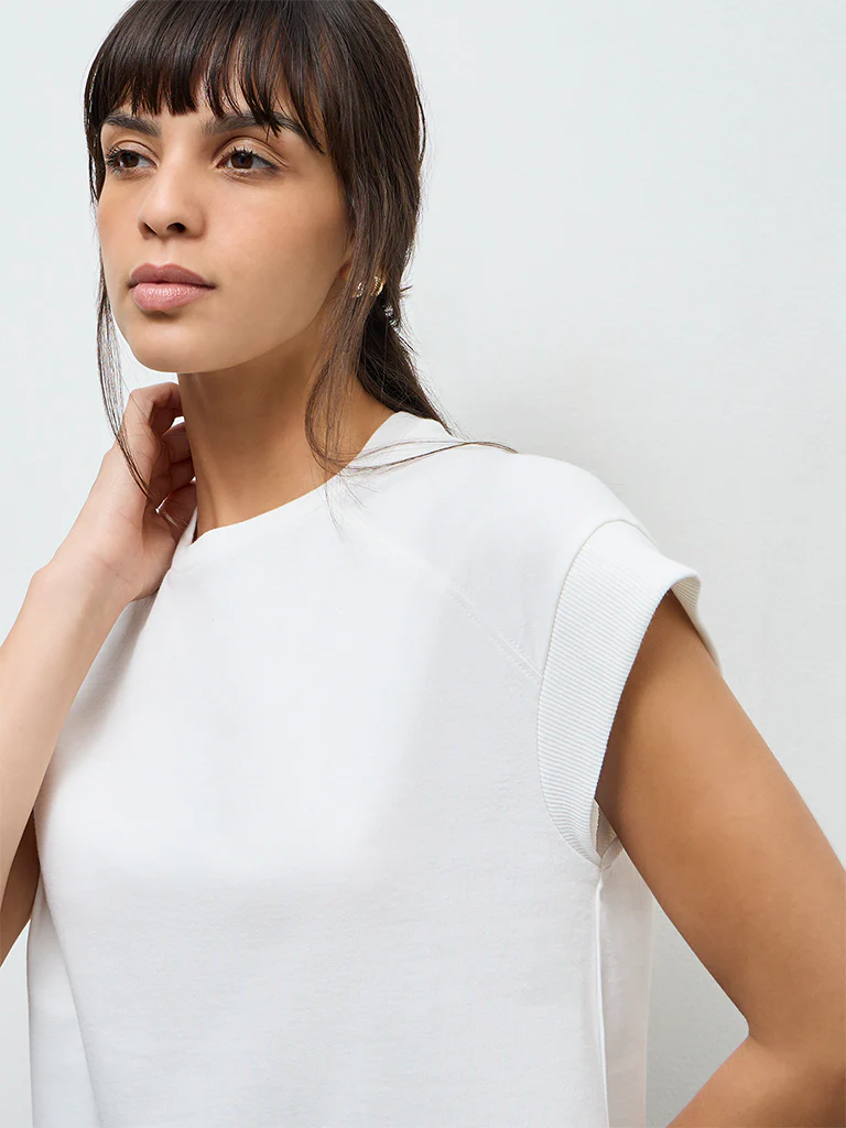 Wunderlove White Solid Cotton T-Shirt - Image 3
