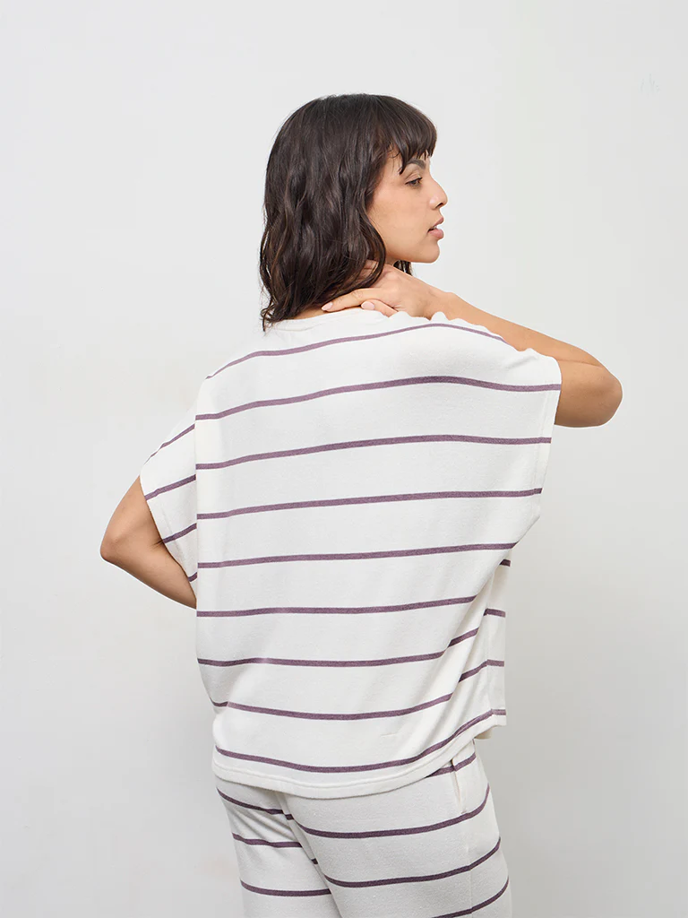 Wunderlove White Stripe Printed T-Shirt - Image 4